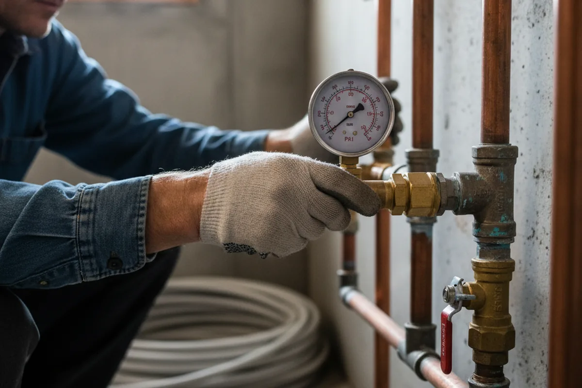 Pressure testing a repaired line during Water Line Repair in Picher